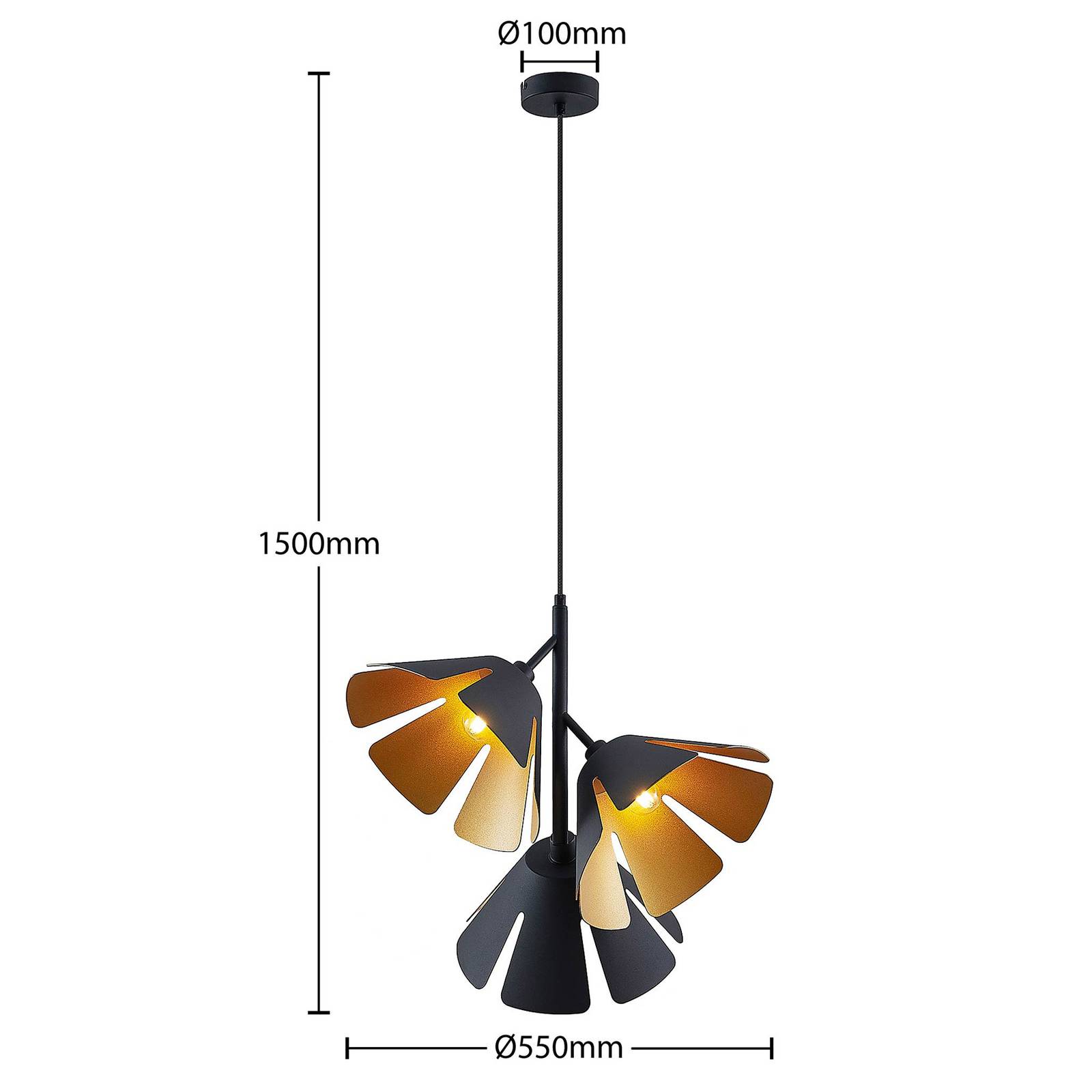 Lucande Jemmily lampa wisząca, 3-punktowa