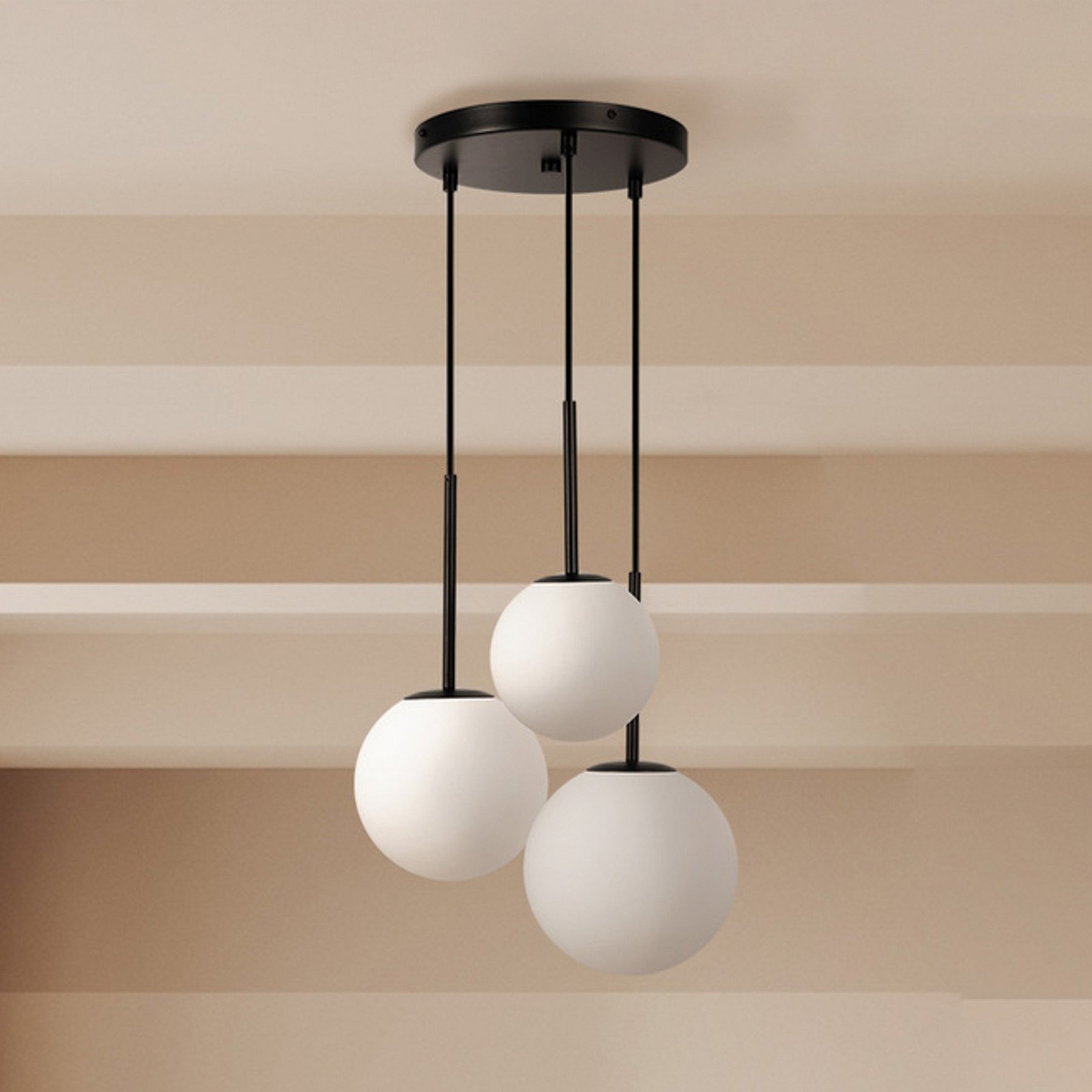 Maytoni lampă suspendată Basic form negru Ø 40 cm 3 becuri - Camera de zi / sufragerie - modern - negru alb opal - Sticlă