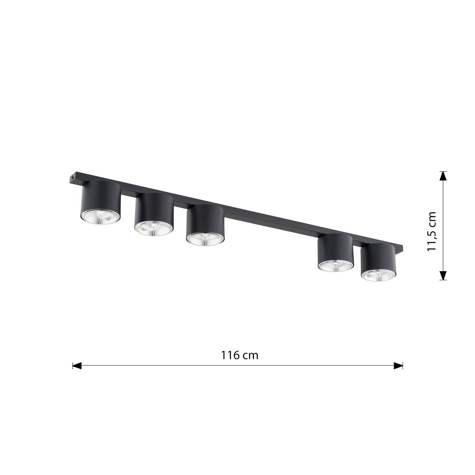 Lampa sufitowa Nano, czarna, 5-punktowa, metalowa