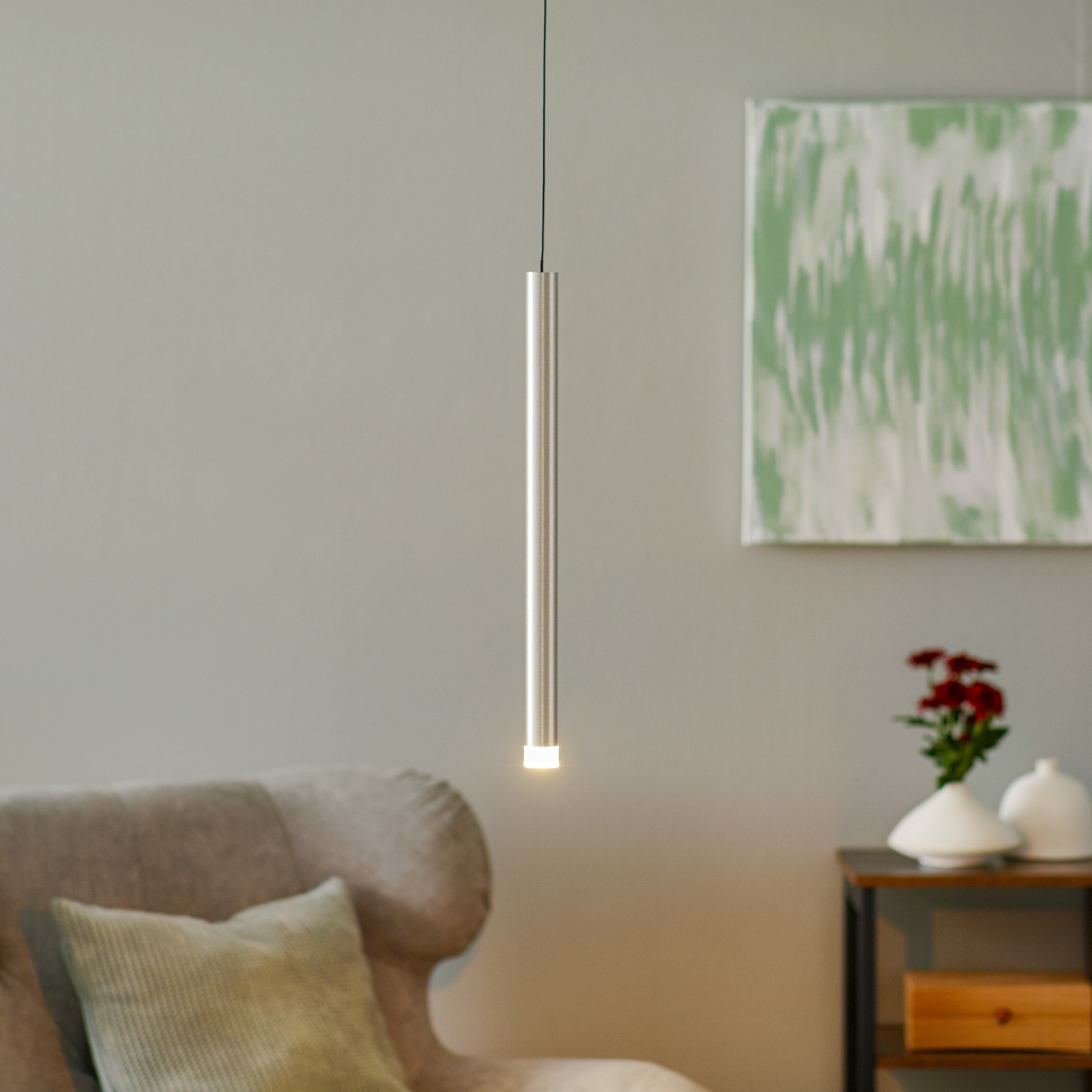 Brilliant Cembalo LED pendant light dim 1-bulb aluminium, for Living / Dining Room, metal, acrylic, 5 W, energy efficiency: A