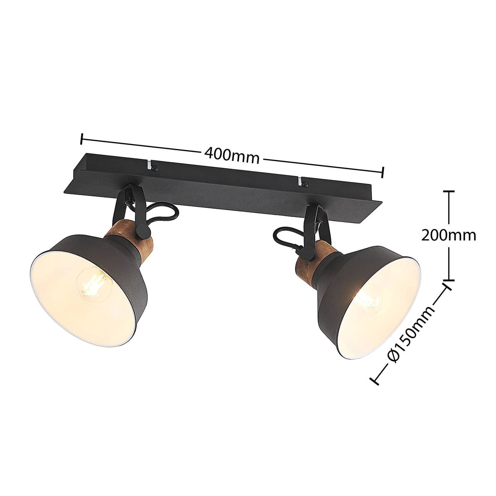 Lindby Nefeli lampa sufitowa z drewnem, 2-pkt.