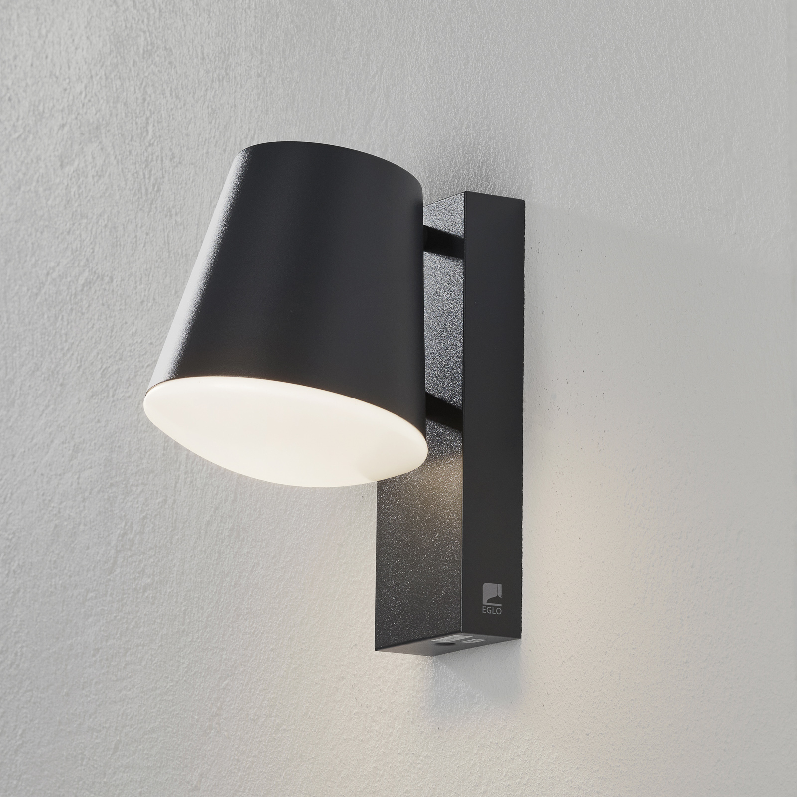 EGLO Pretty Caldiero outdoor wall light, anthracite, galvanised steel, plastic, E27, 10 W, energy efficiency: A++, W: 14 cm, H: 24 cm