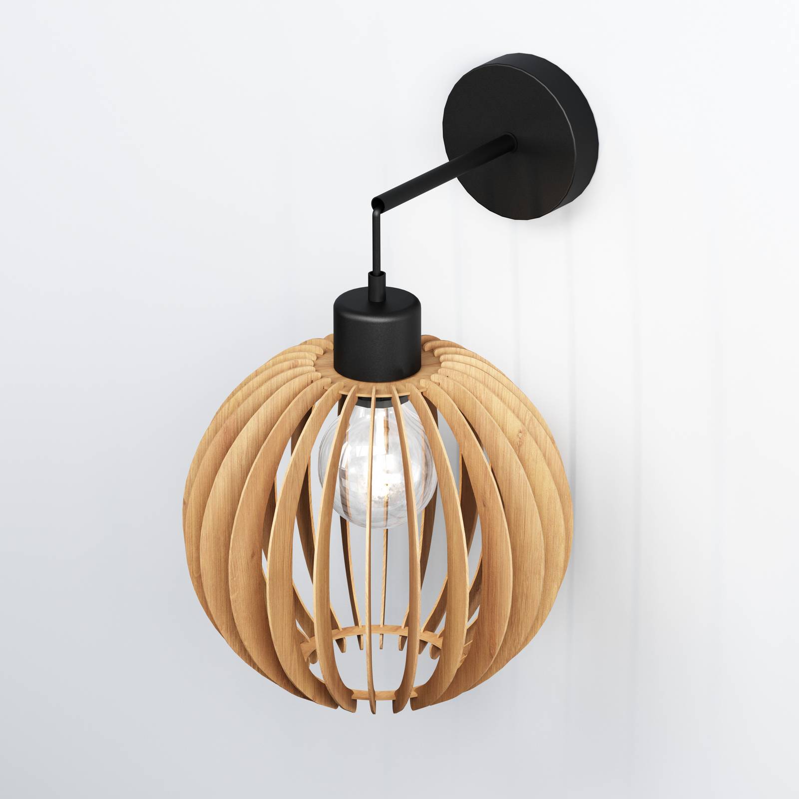 Wandleuchte Clay, Ø 23 cm, Birkensperrholz, Ausleger, E27 günstig online kaufen