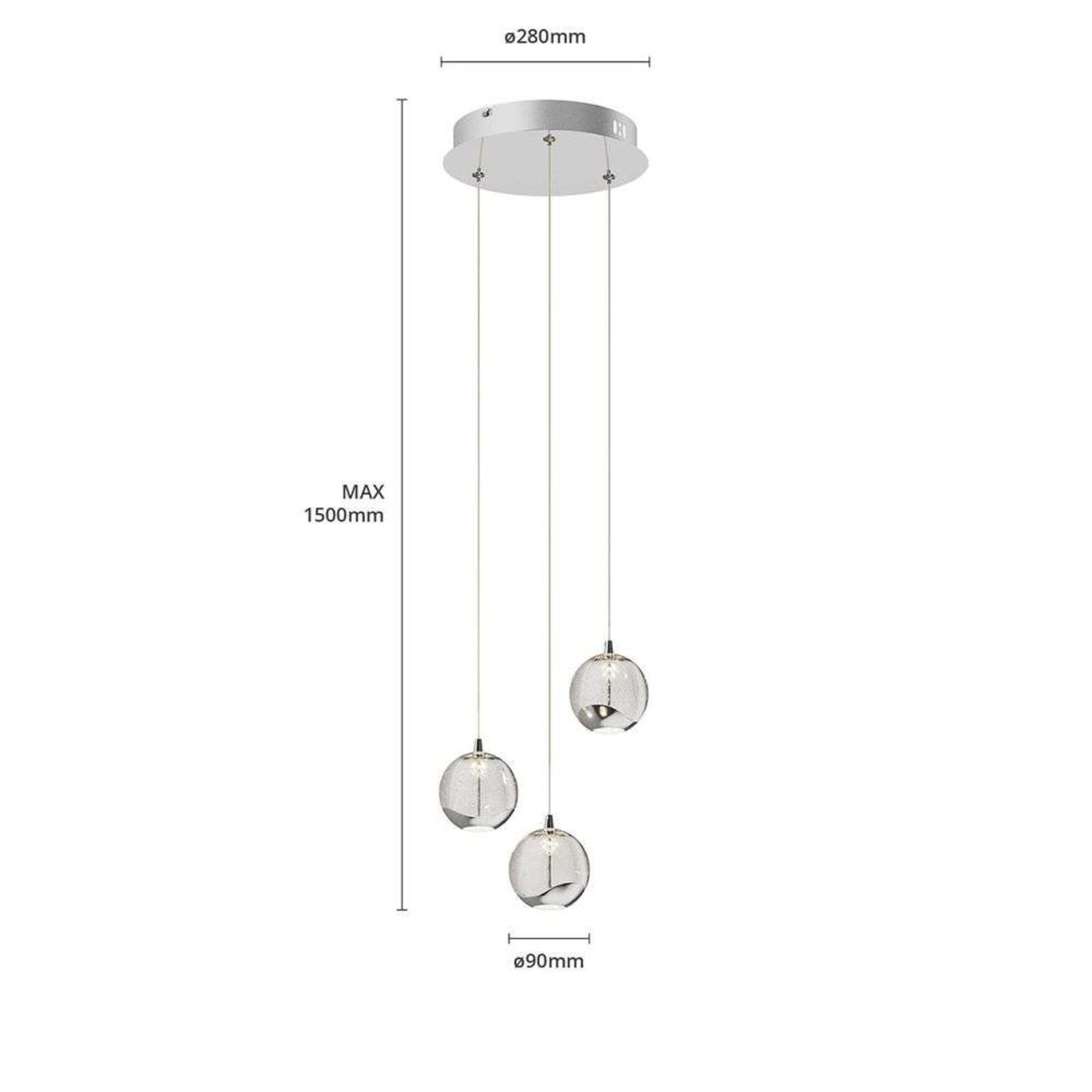 Hayley 3 Taklampa Clear/Chrome - Lucande