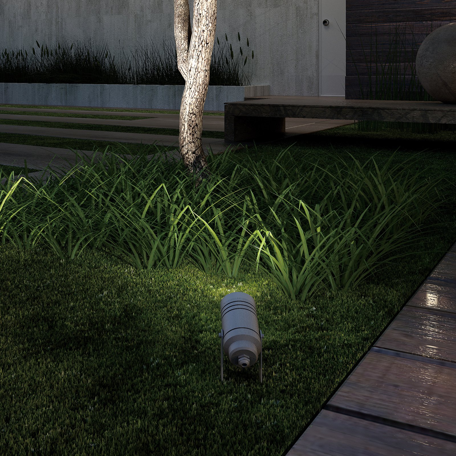 CMD 9028 outdoor spotlight with ground spike, aluminium, glass, GU10, 35 W, energy efficiency: A++, W: 11.2 cm, H: 10.9 cm