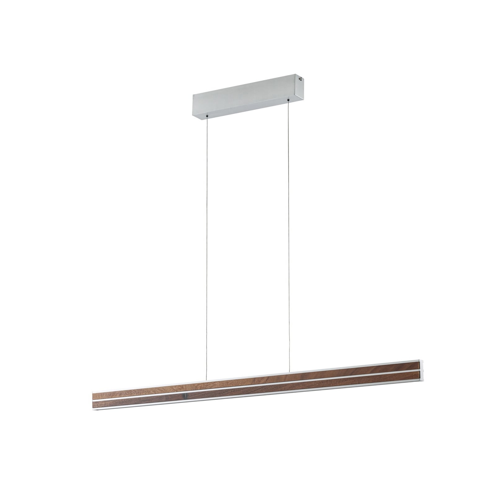 Lisene LED-hänglampa, valnöt/silver, CCT, 117 cm – Quitani