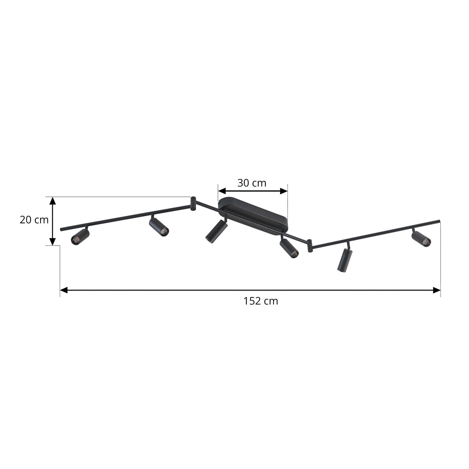 Lindby Eldrin LED ceiling light, 6-bulb, spotlights, black