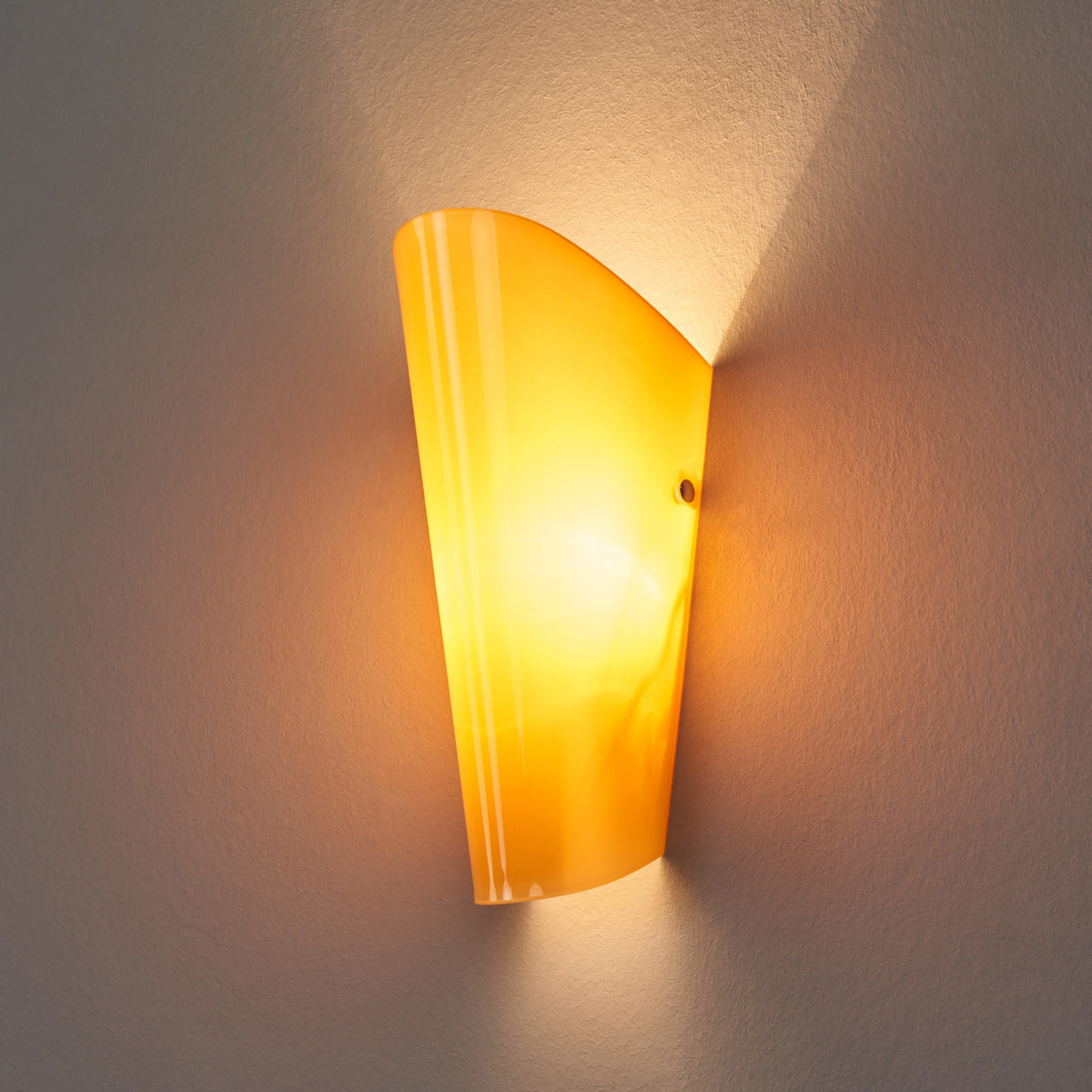 Bloom wall light made of glass, amber