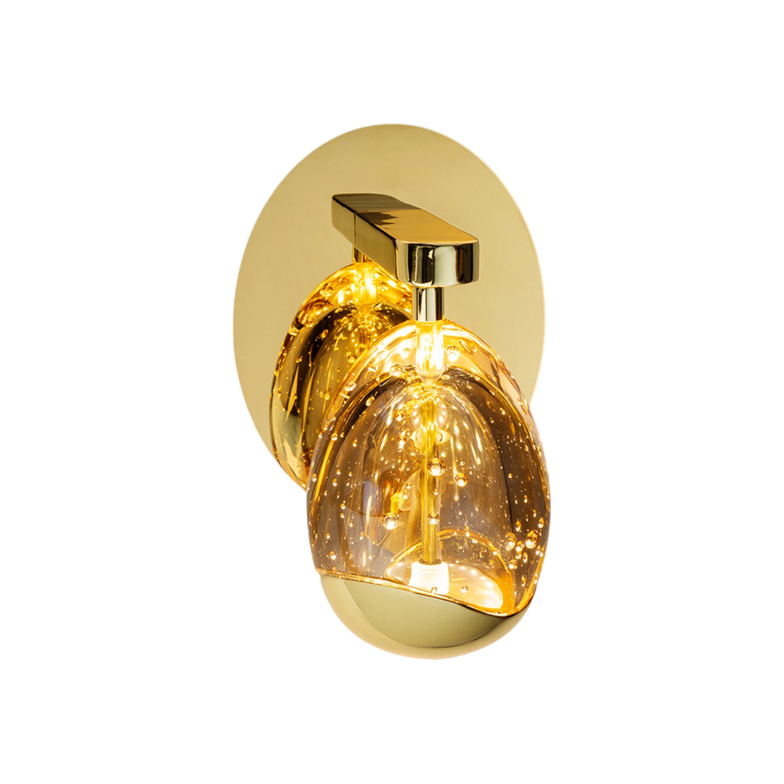 Aplique de pared LED Rocio, metal, cristal, 1 luz, dorado