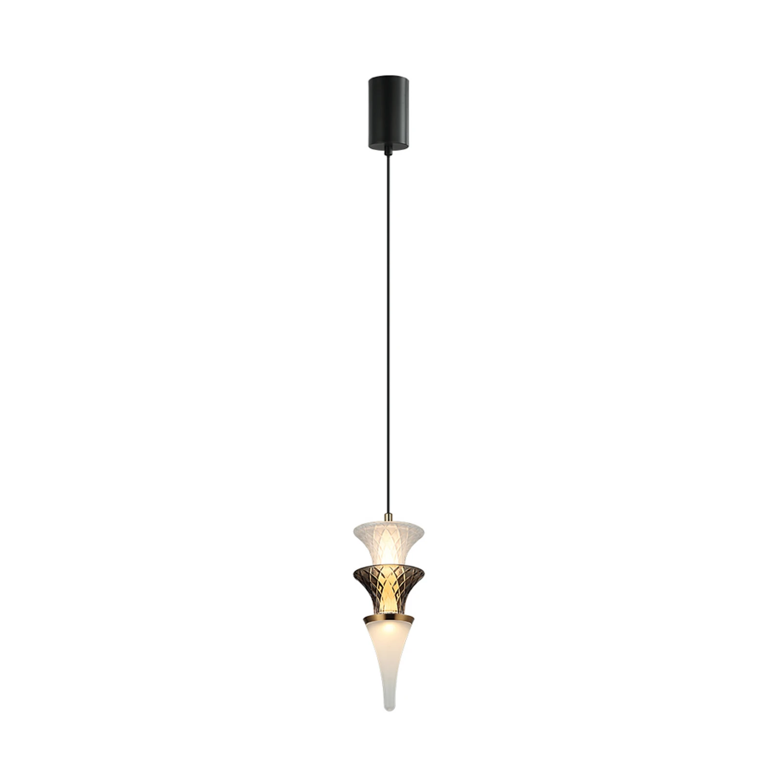 LED závesné svietidlo Venera, výška 29 cm, biela/hnedá, sklo