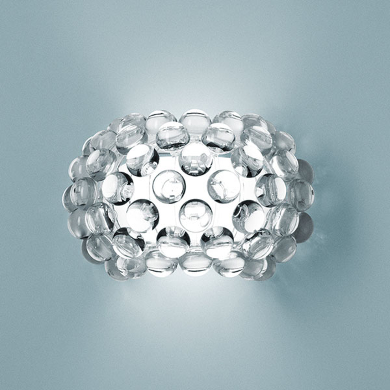 FOSCARINI Foscarini Caboche piccola wall light, transparent, for Living / Dining Room, handblown glass, polycarbonate, polymethyl methacrylate, aluminium, metal, 12 W, energy efficiency: A+, W: 31 cm, H: 19.5 cm