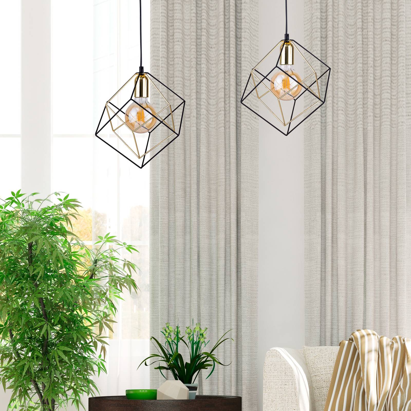 Lampa wisząca Alambre 1-punktowa, złota/czarna