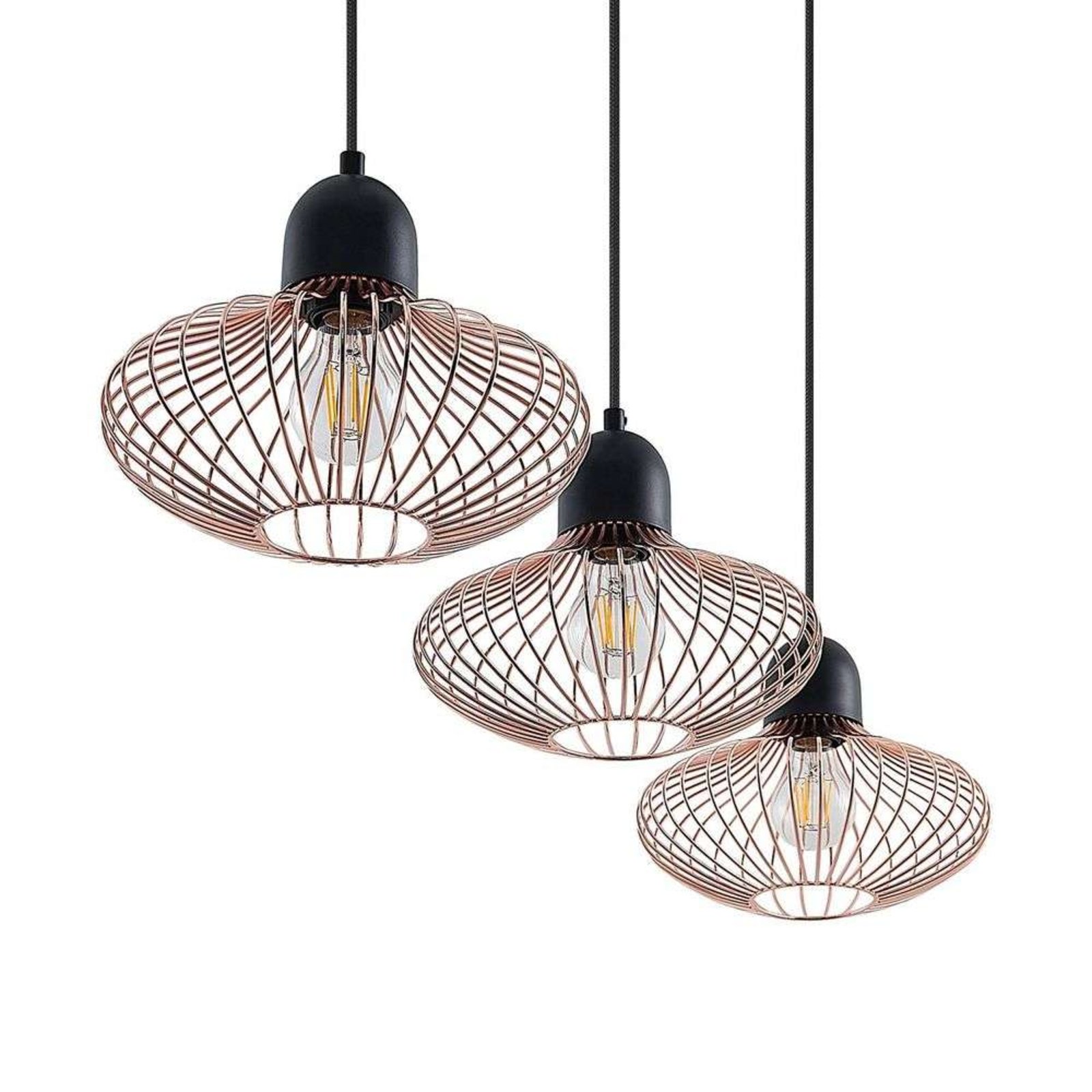 Justinos 3 Pendant Black/Copper - Lindby