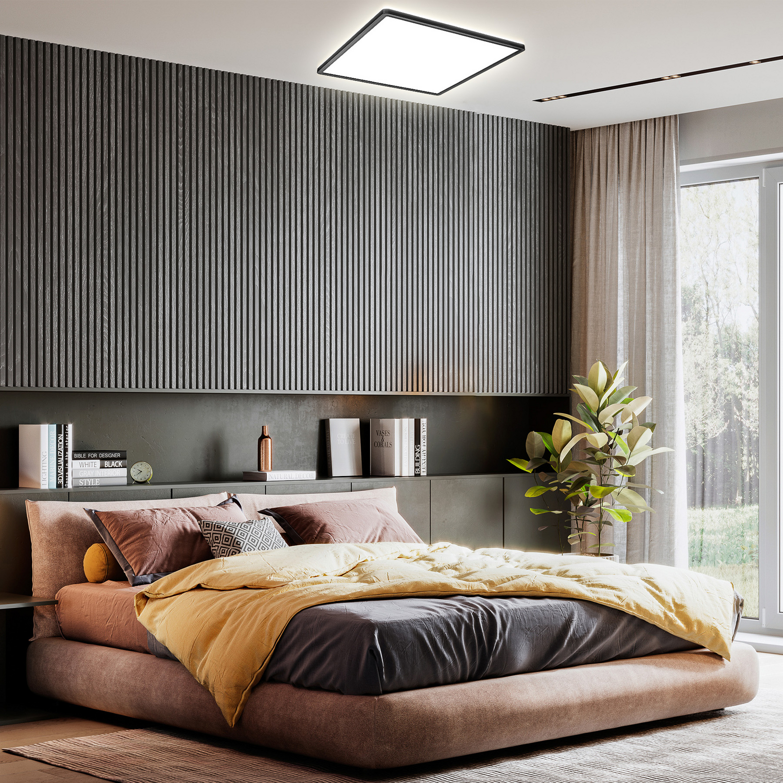 LED paneel Slim met afstandsbediening RGBW, 42 x 42 cm, zwart,