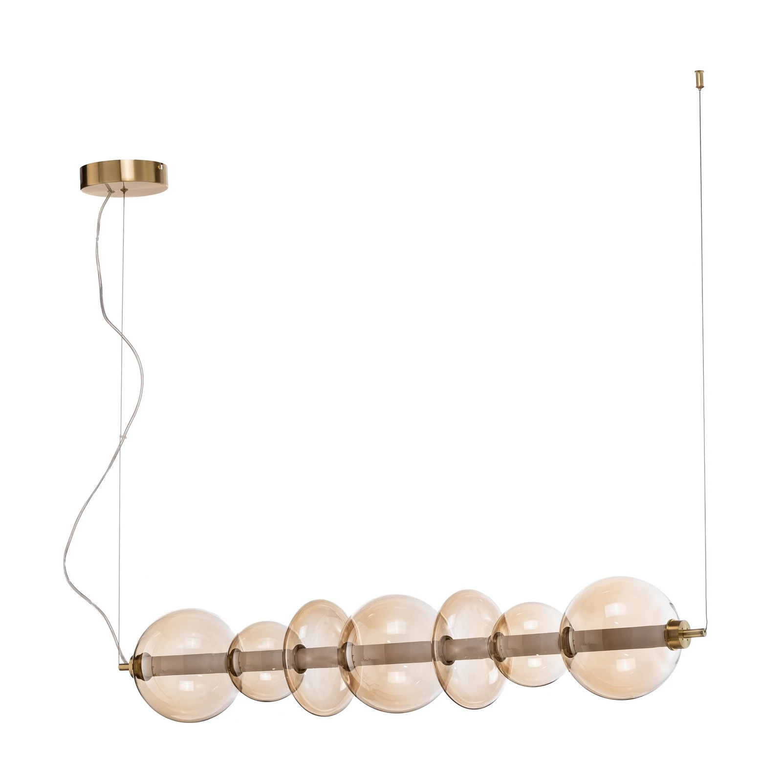 LED-hänglampa Daphne, glas bärnstensfärgat transparent, längd 118 cm