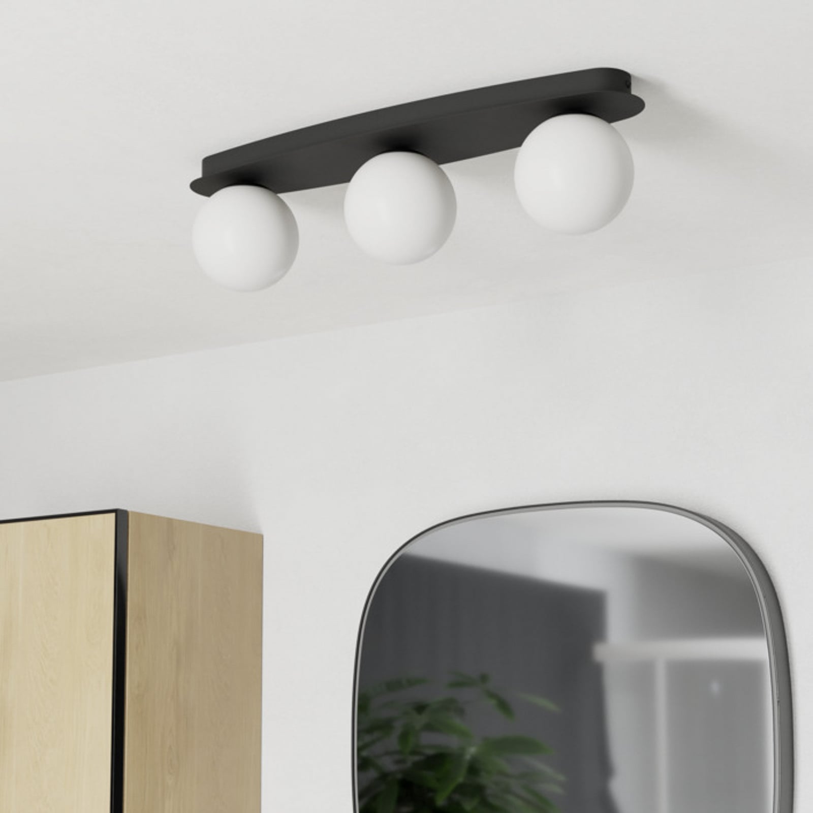 EGLO plafondlamp CASTROVIDO zwart 58 cm 3-lamps IP44 G9-LED