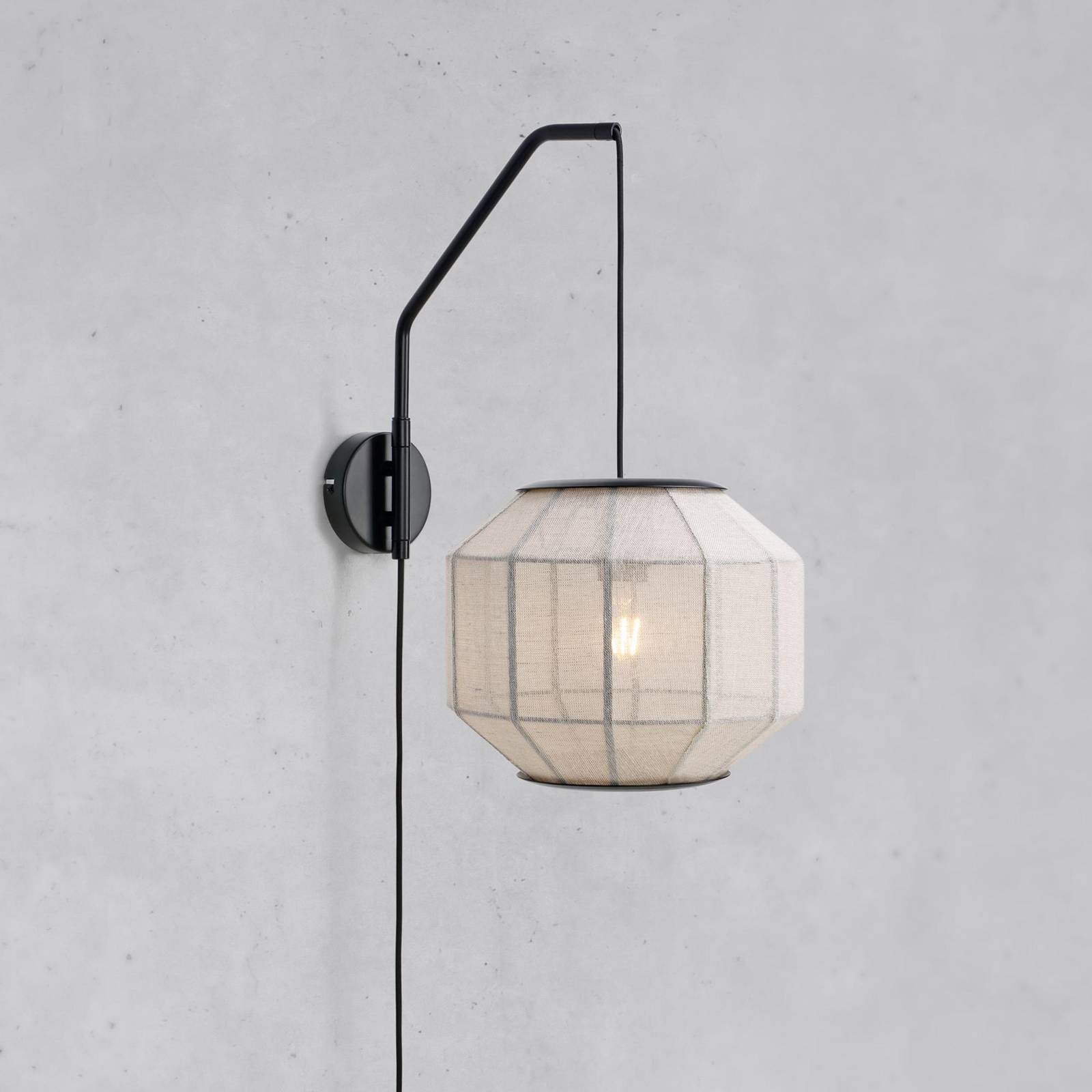 Wandlampe Asuka, Ø 27 cm, beigefarben/schwarz, Stoff/Metall günstig online kaufen