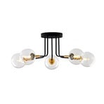 Burano plafondlamp, 5-lamps, zwart, glas, 31 cm hoog, G9