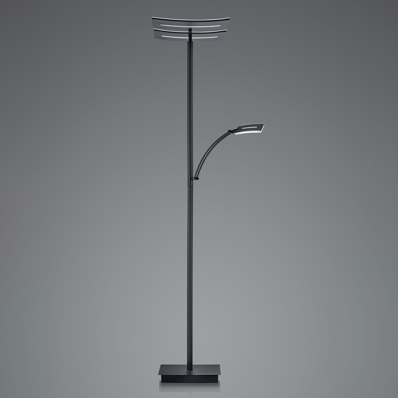 Dual LED floor lamp with a reading light, black