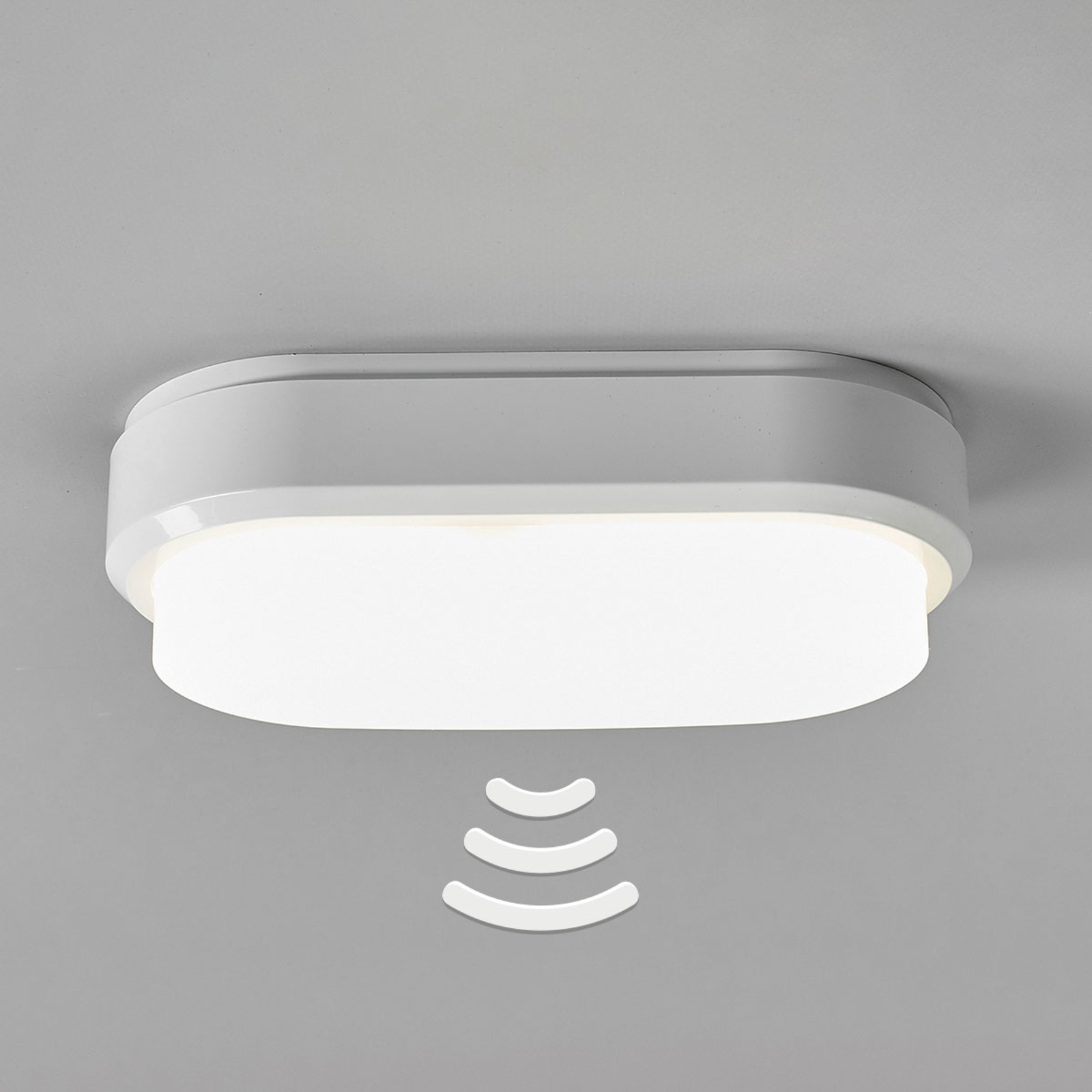 Starlicht Bulkhead - oval LED ceiling lamp with sensor, plastic, 8 W, energy efficiency: A+, L: 20 cm, W: 10 cm, H: 5 cm