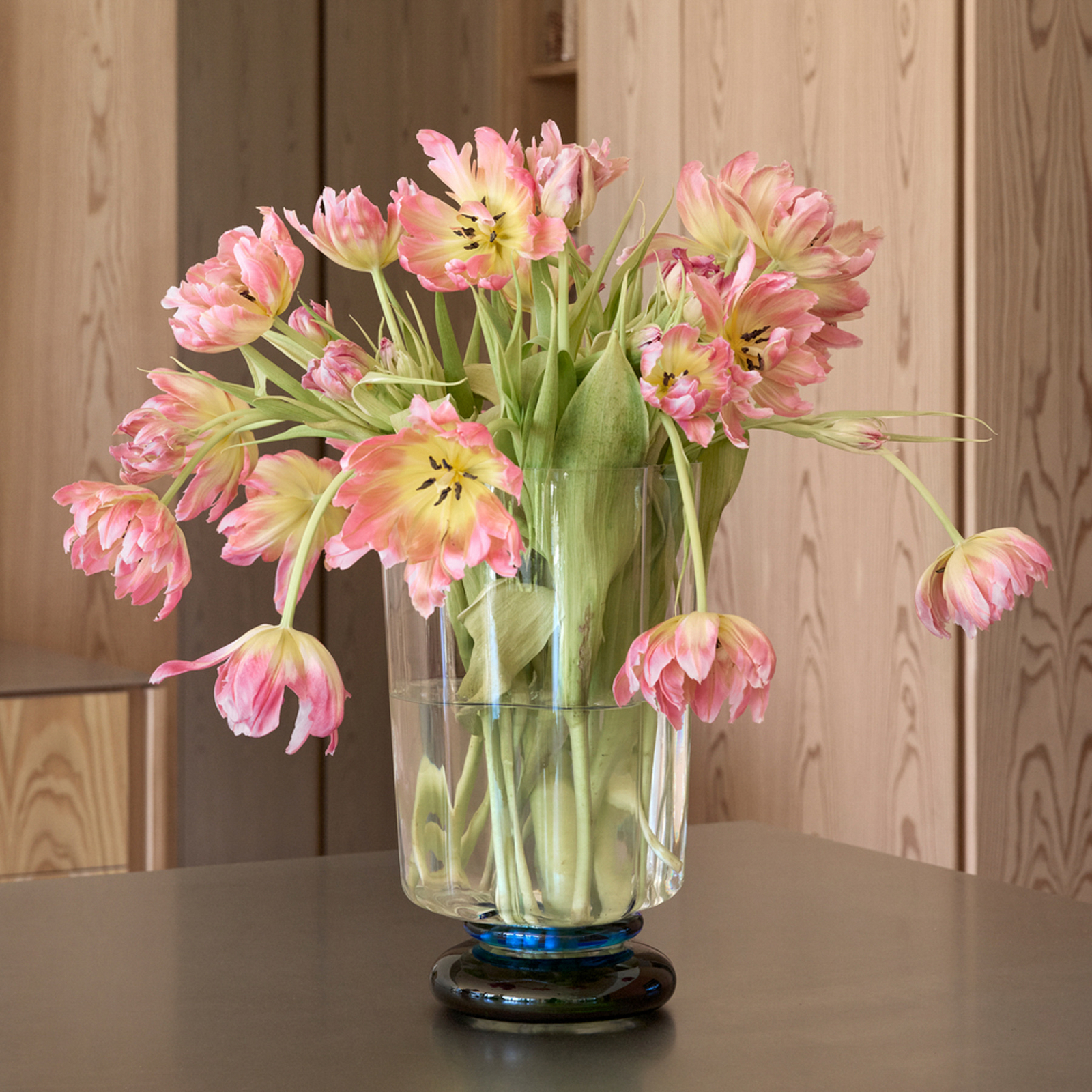 Verre Vase, blau/klar, Höhe 28 cm, Glas - HÜBSCH
