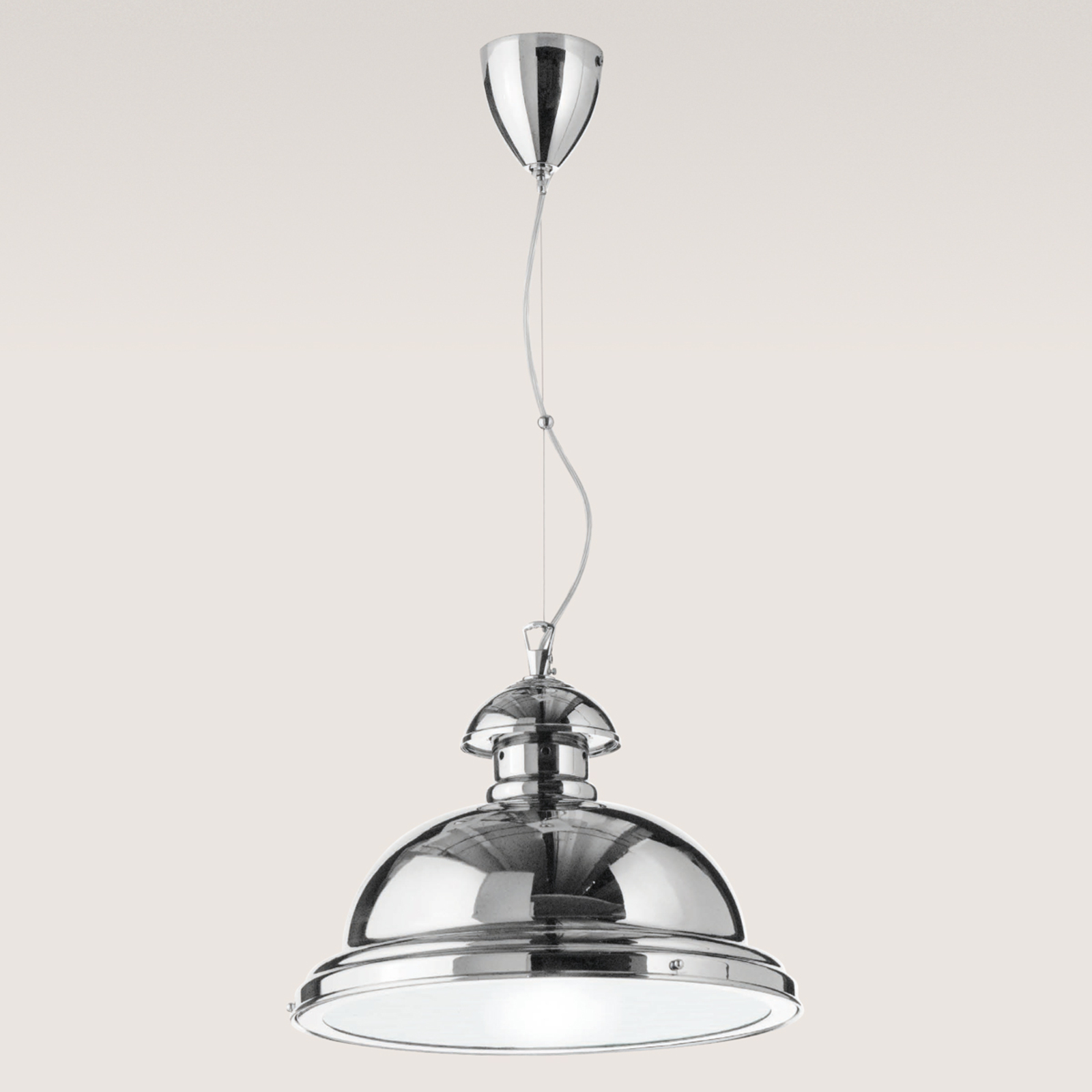 Glossy chrome-plated Scirocco hanging lamp
