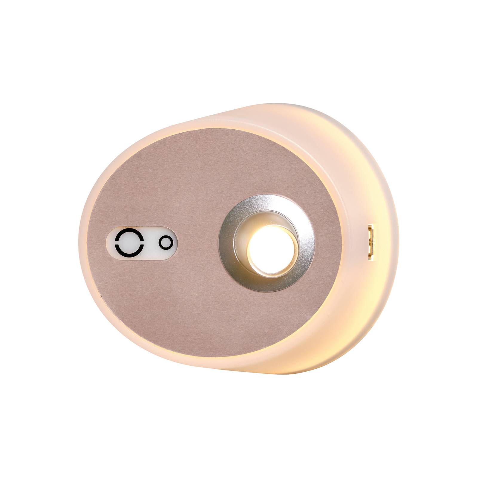 Zoom LED-væglampe spot USB-port pink-kobber