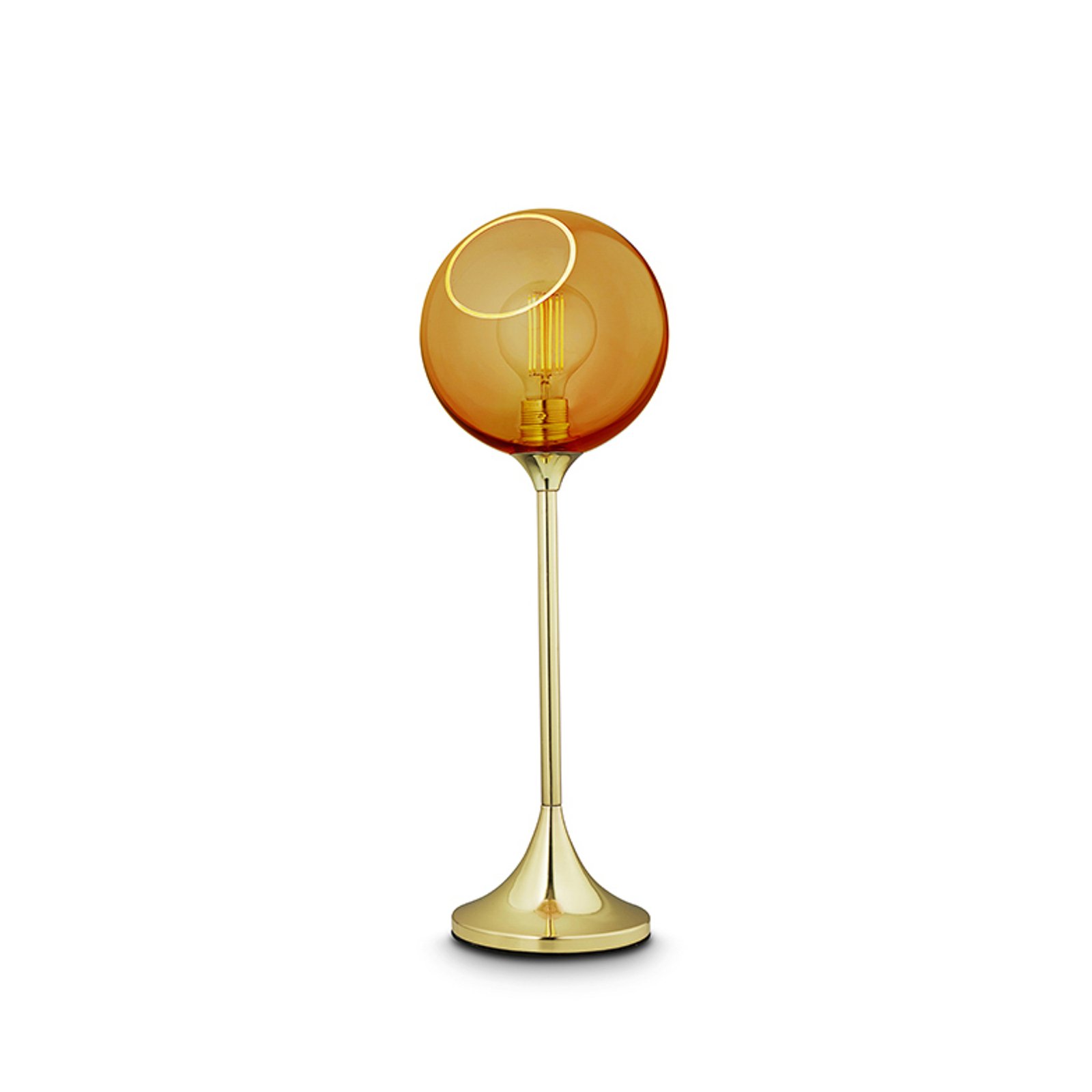 Ballroom tafellamp, amber, glas, mondgeblazen, dimbaar.