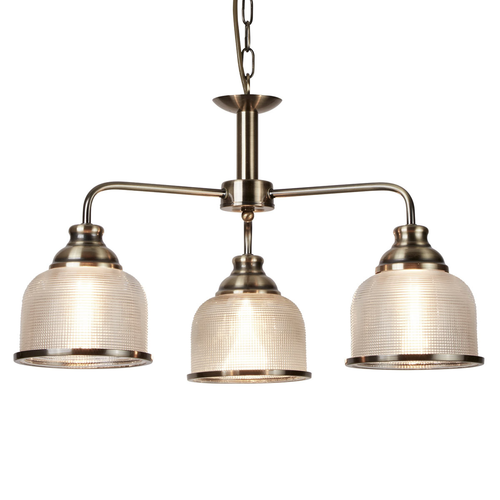 Searchlight Classic/antique styled Bistro II hanging lamp, for Living / Dining Room, metal, holophane glass, E27, 7 W, energy efficiency: A++