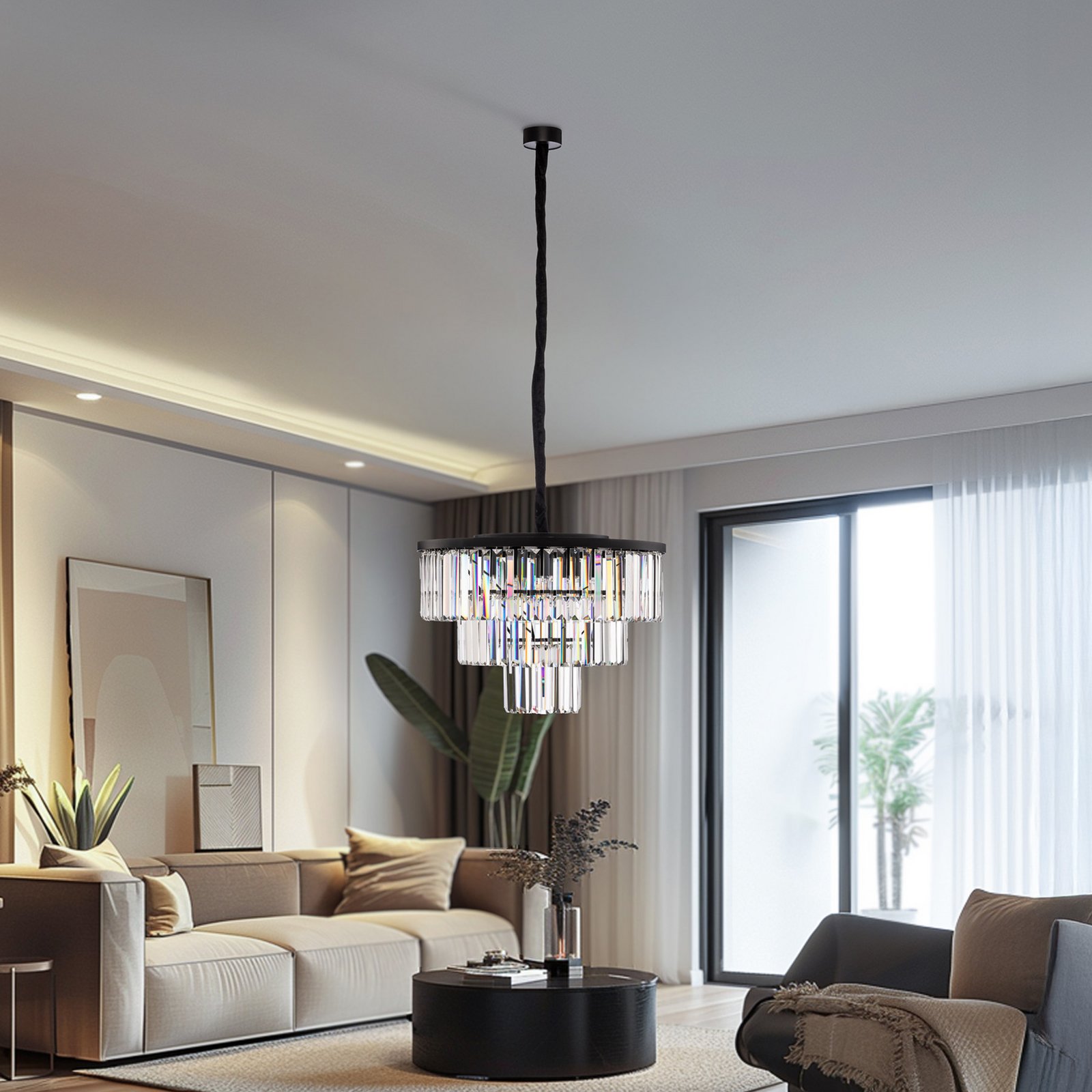 Lampada a sospensione Cristal, trasparente/nero, Ø 56 cm Lampada a sospensione Cristal, trasparente/nero, Ø 56 cm