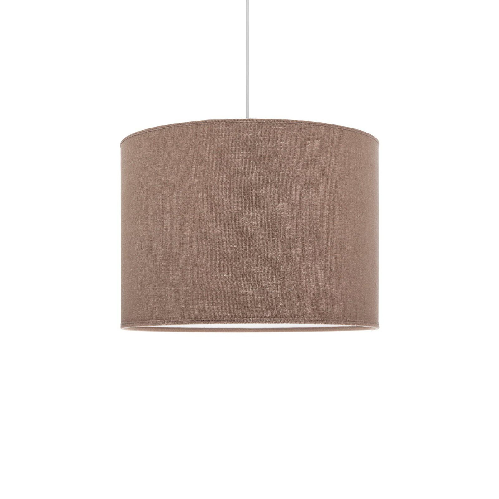 PR Home pendant light Sara, mocha brown, Ø 35 cm, linen textile