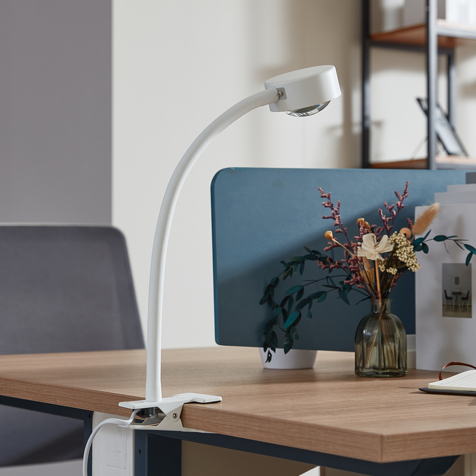 Lampe à pince Jyla, GX53, blanc mat, bras flexible - Lindby