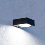 Solar-LED-utomhusvägglampa Darfano, svart, bredd 14 cm
