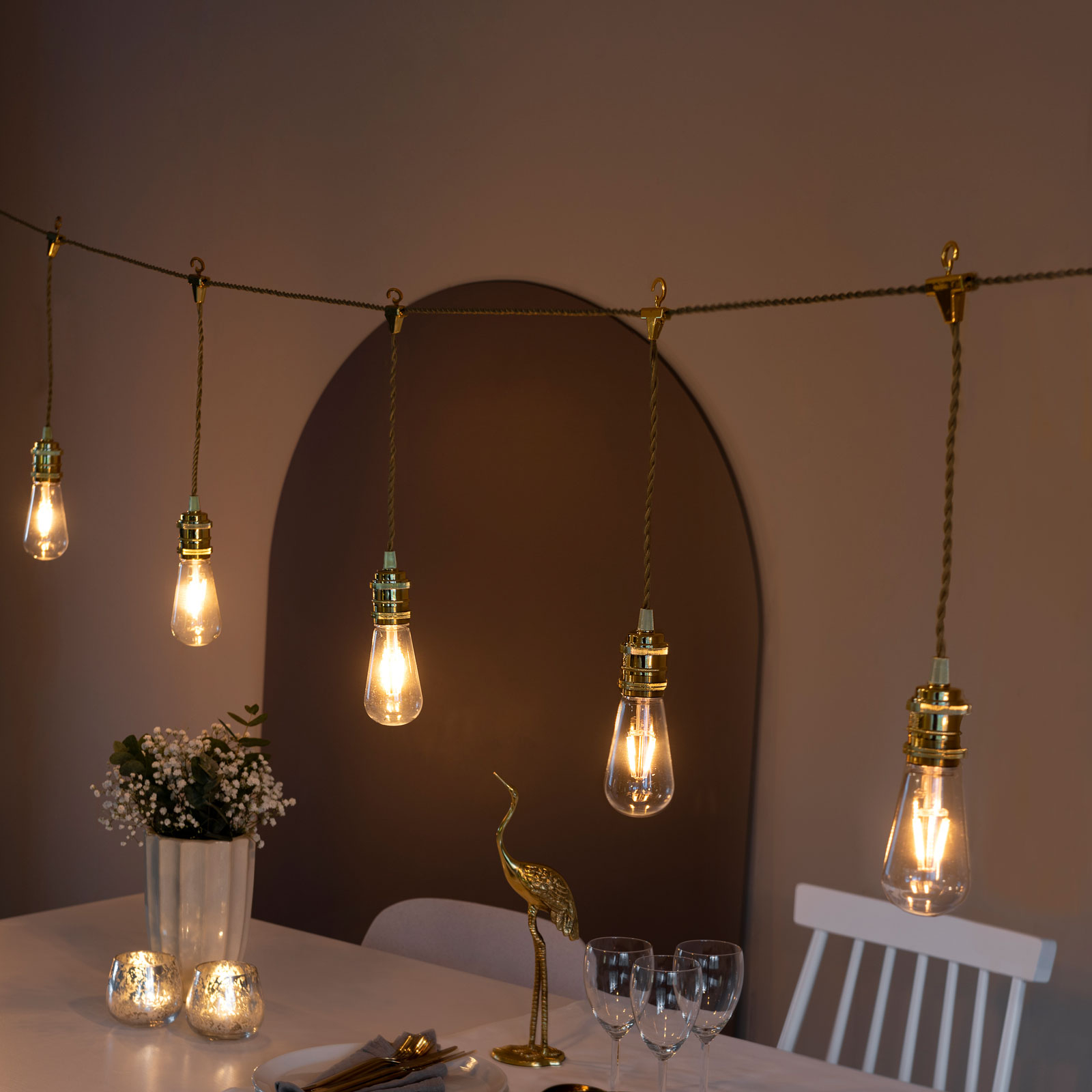 LED party string lights indoors, eight-bulb