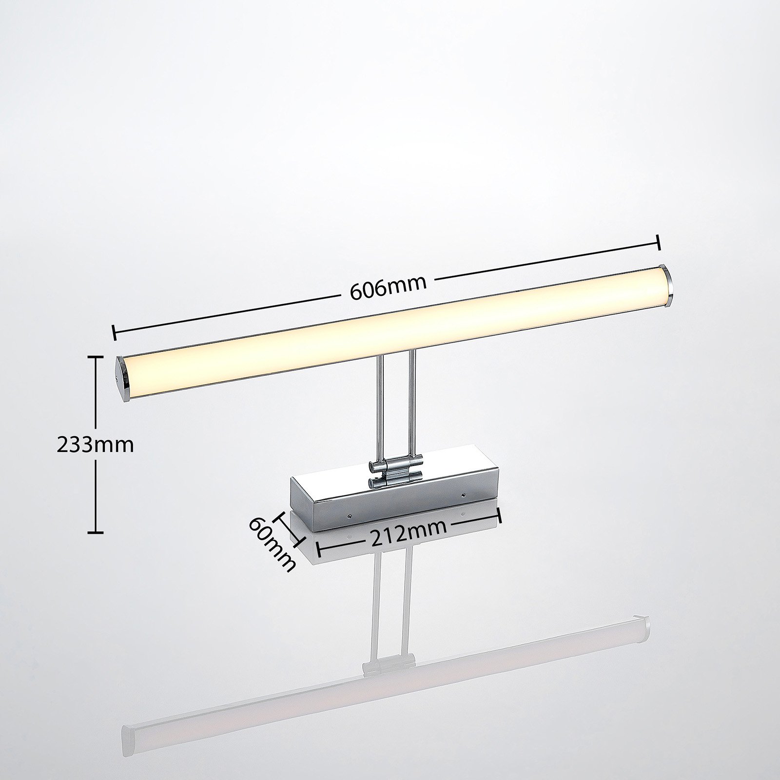 Lindby LED-Spiegelleuchte Sanya, 60 cm, chrom, Metall, IP44