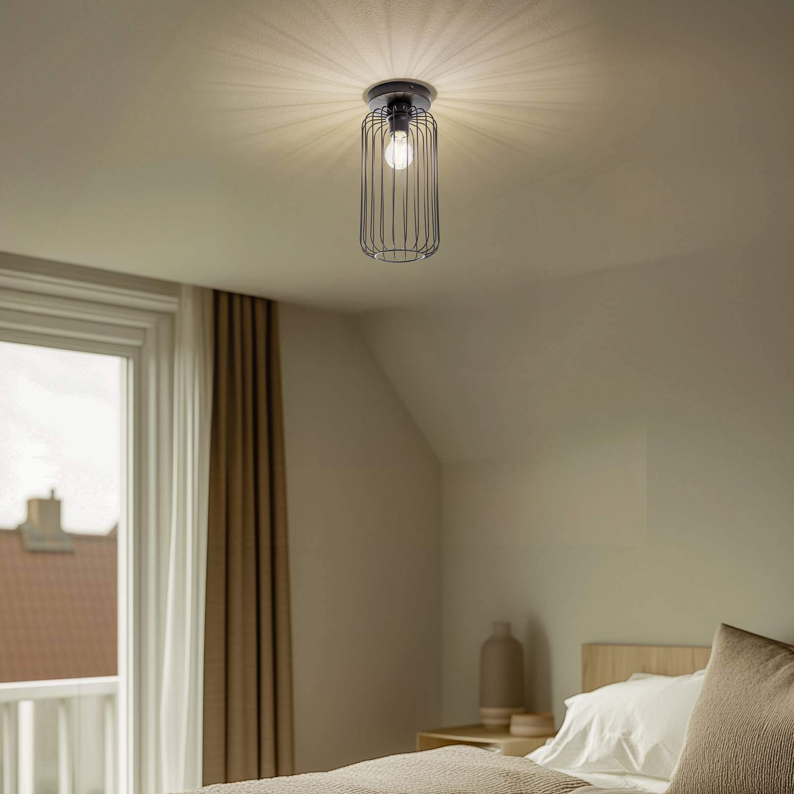 Deckenlampe Barn, Ø 16 cm, schwarz, Metall, E27 günstig online kaufen