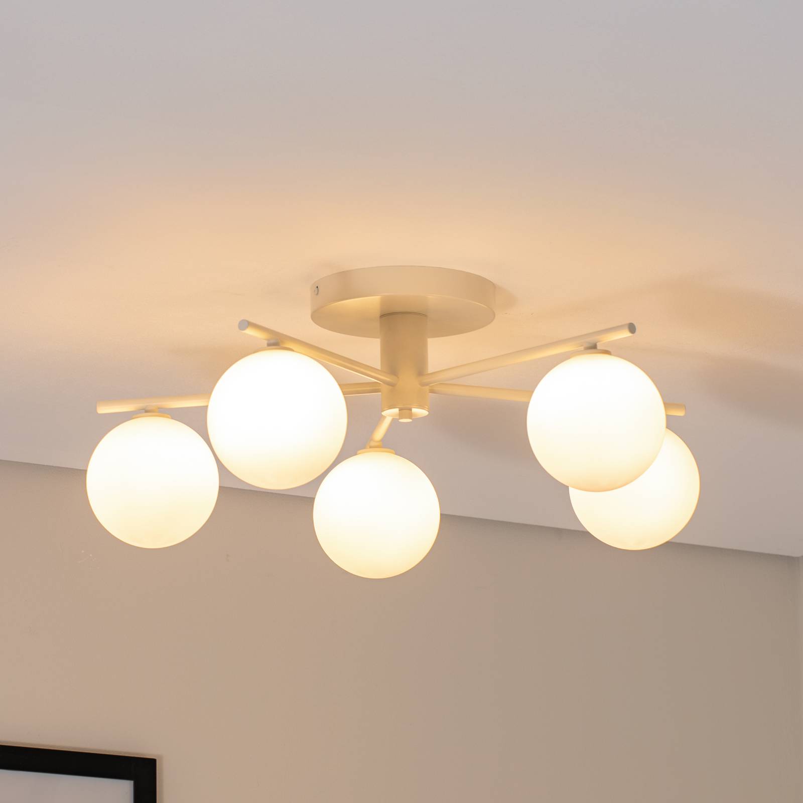 Deckenleuchte Prato, creme, Glas, 5-flammig günstig online kaufen