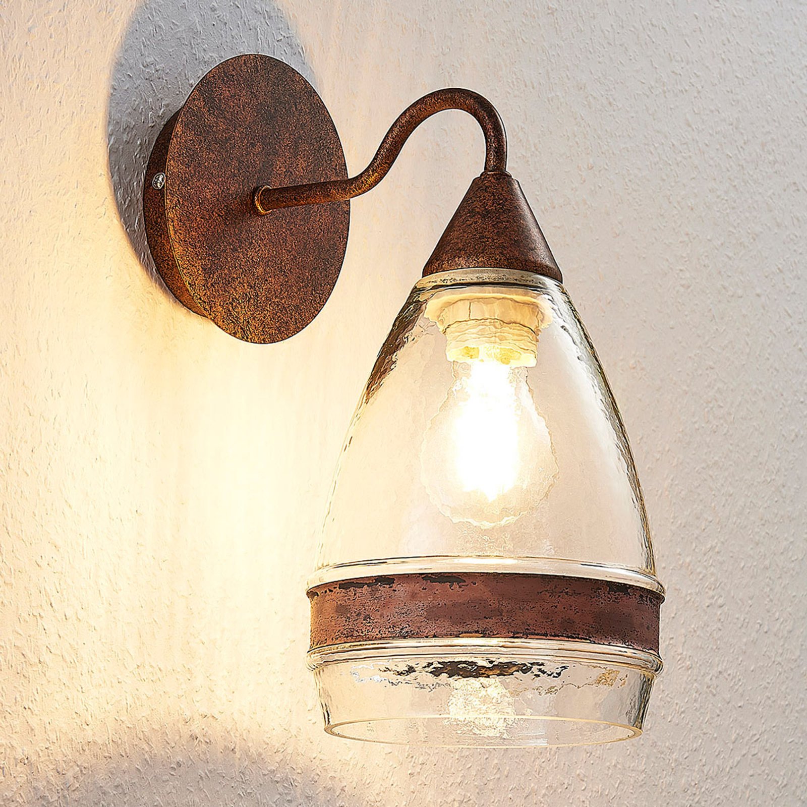 Glazen wandlamp Millina, roestbruin