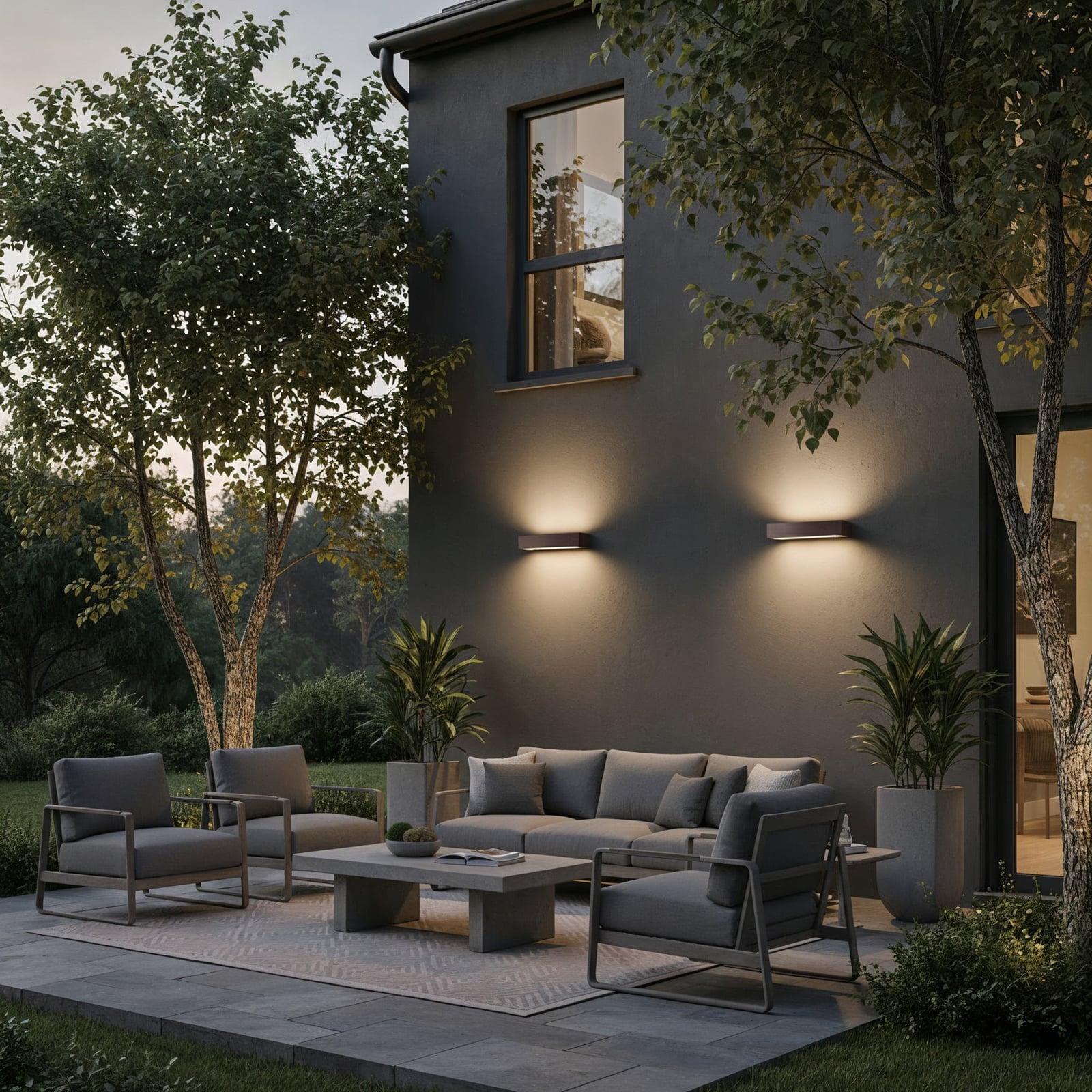 Ideal Lux Außenwandlampe Andromeda, grau, Breite 45 cm, E27