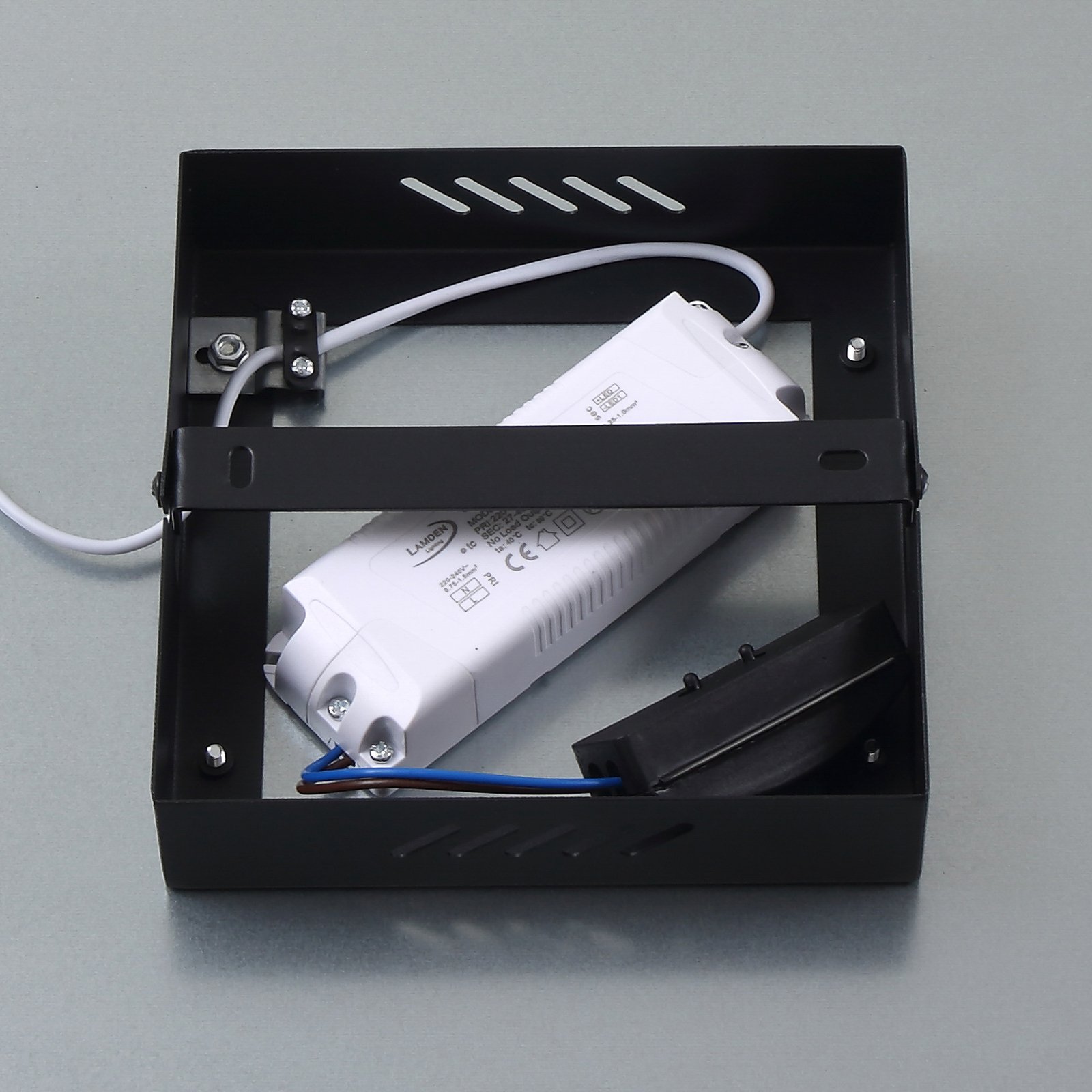 Lindby LED-Panel Enhife, schwarz, 39,5x39,5 cm