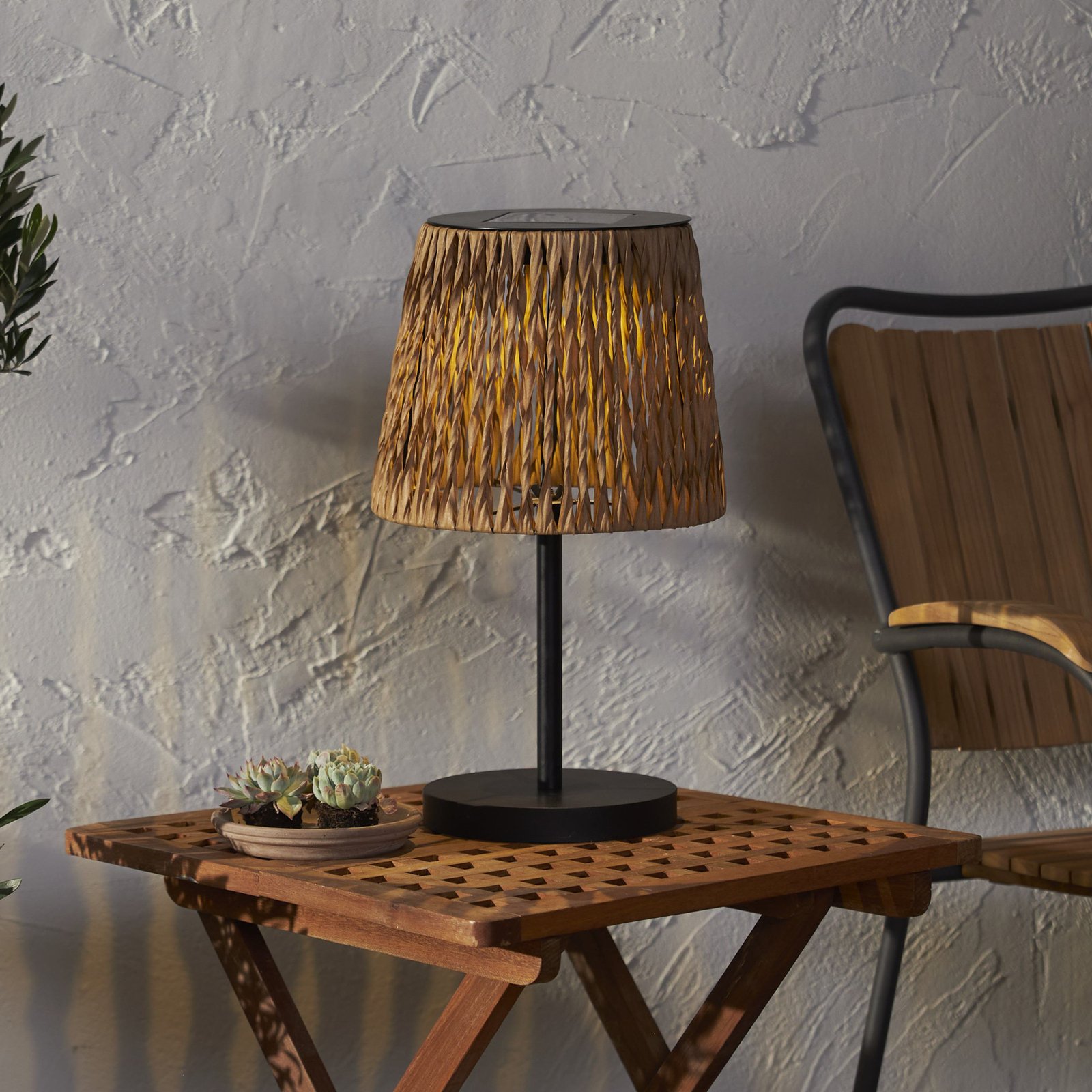 LED table lamp Cesta 48cm brown/black plastic/metal