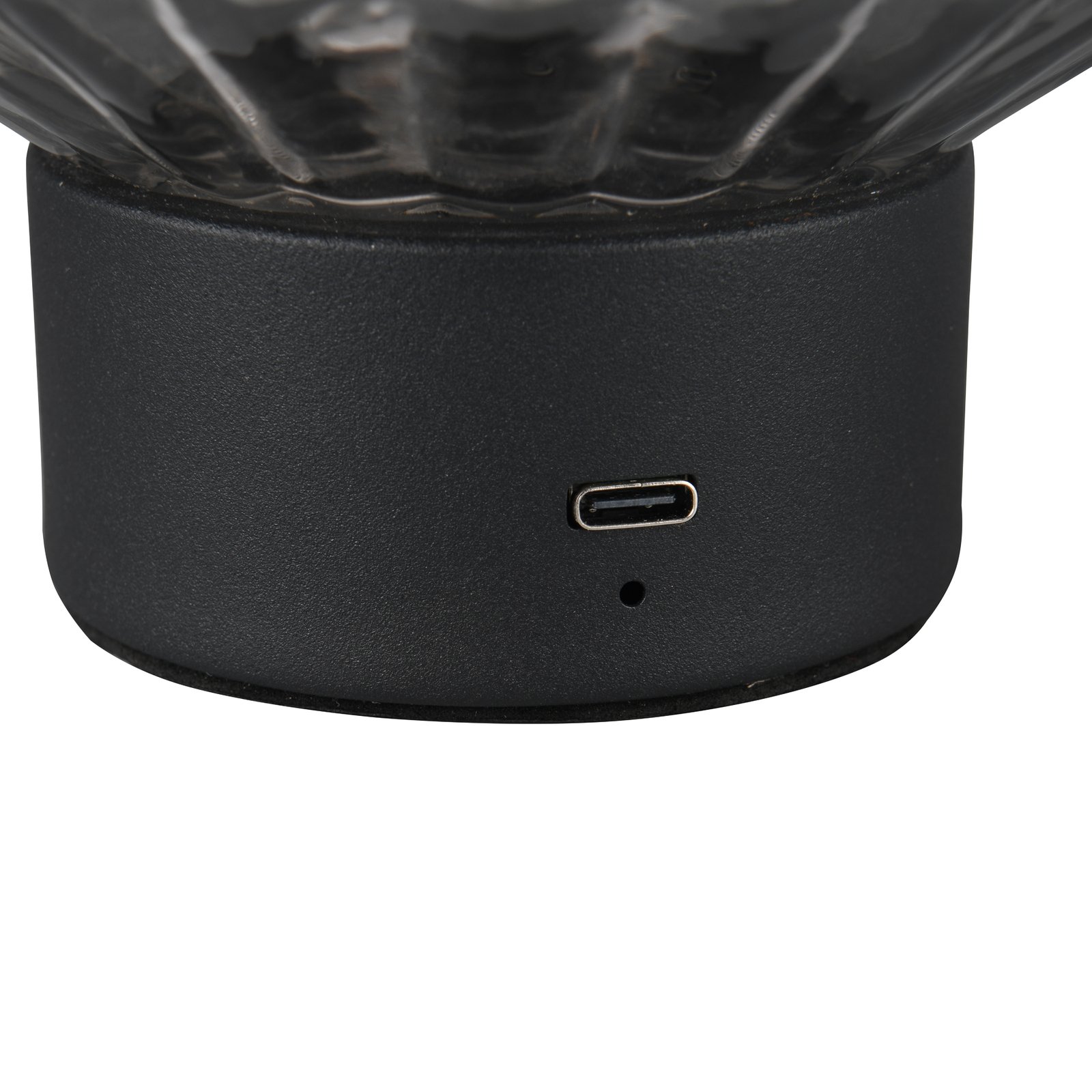 Lord LED-ladattava pöytävalaisin, musta/savu, korkeus 19,5 cm, lasi