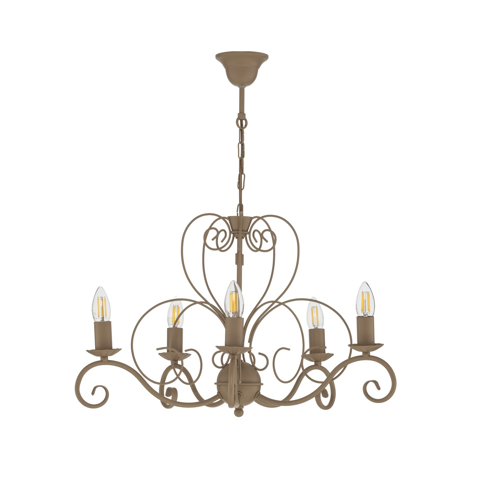 Kronleuchter Mauro, beige, 5-flammig, Ø 62 cm, Metall, E14 Kronleuchter Mauro, beige, 5-flammig, Ø 62 cm, Metall, E14