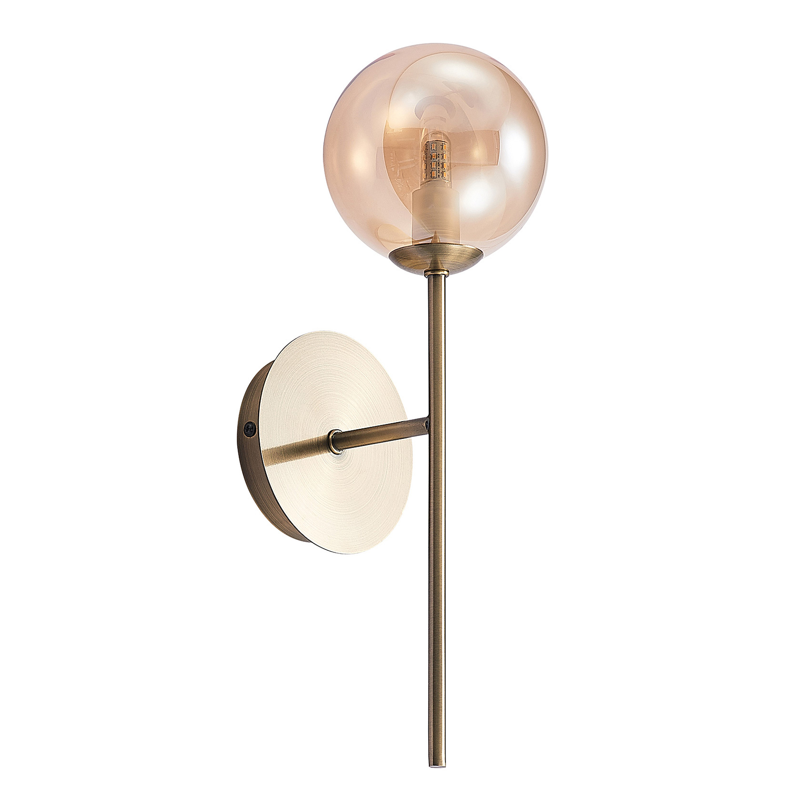 Lucande Wynona wandlamp, 1-lamps, oudmessing