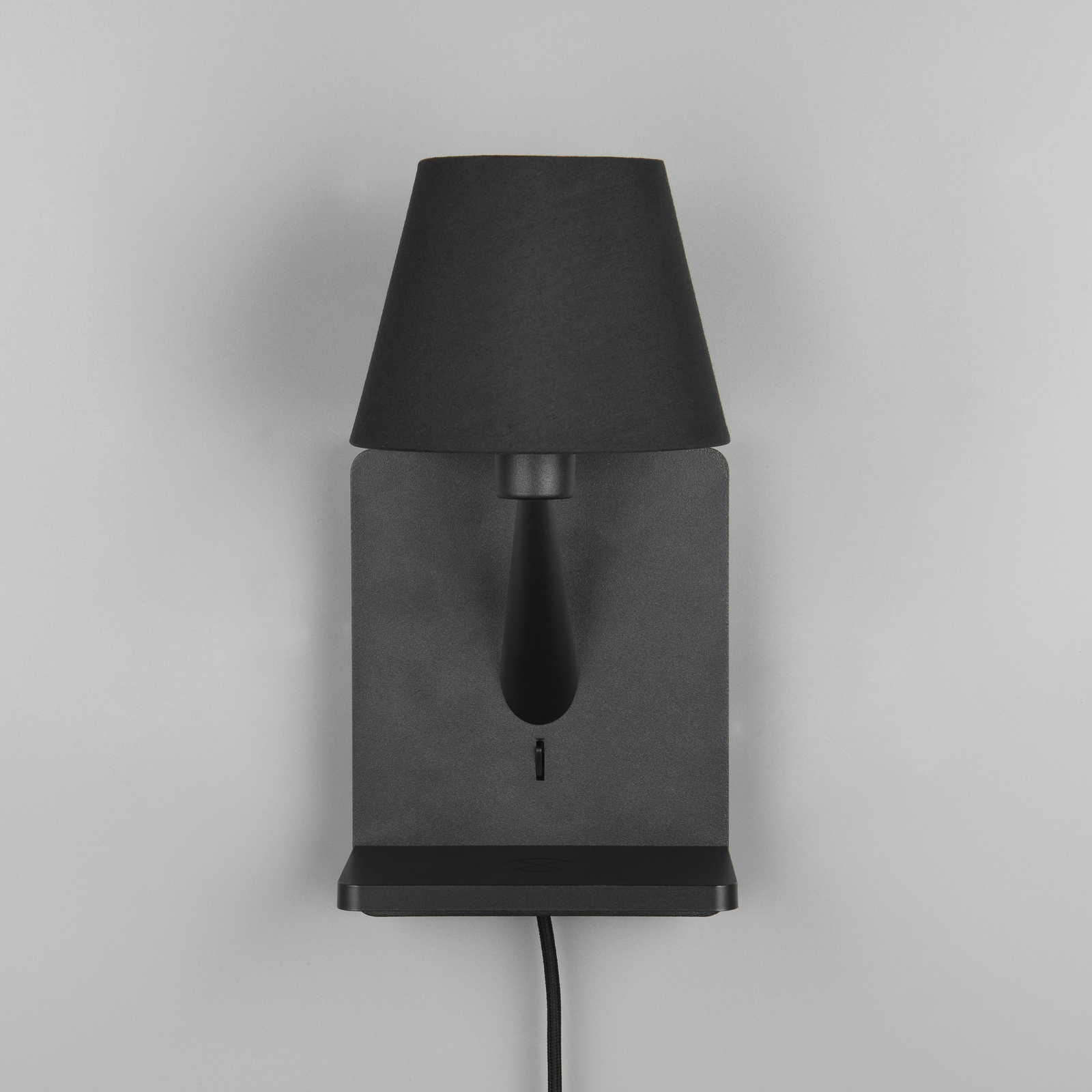 Comfort wall light, matt black, metal, plug, E14