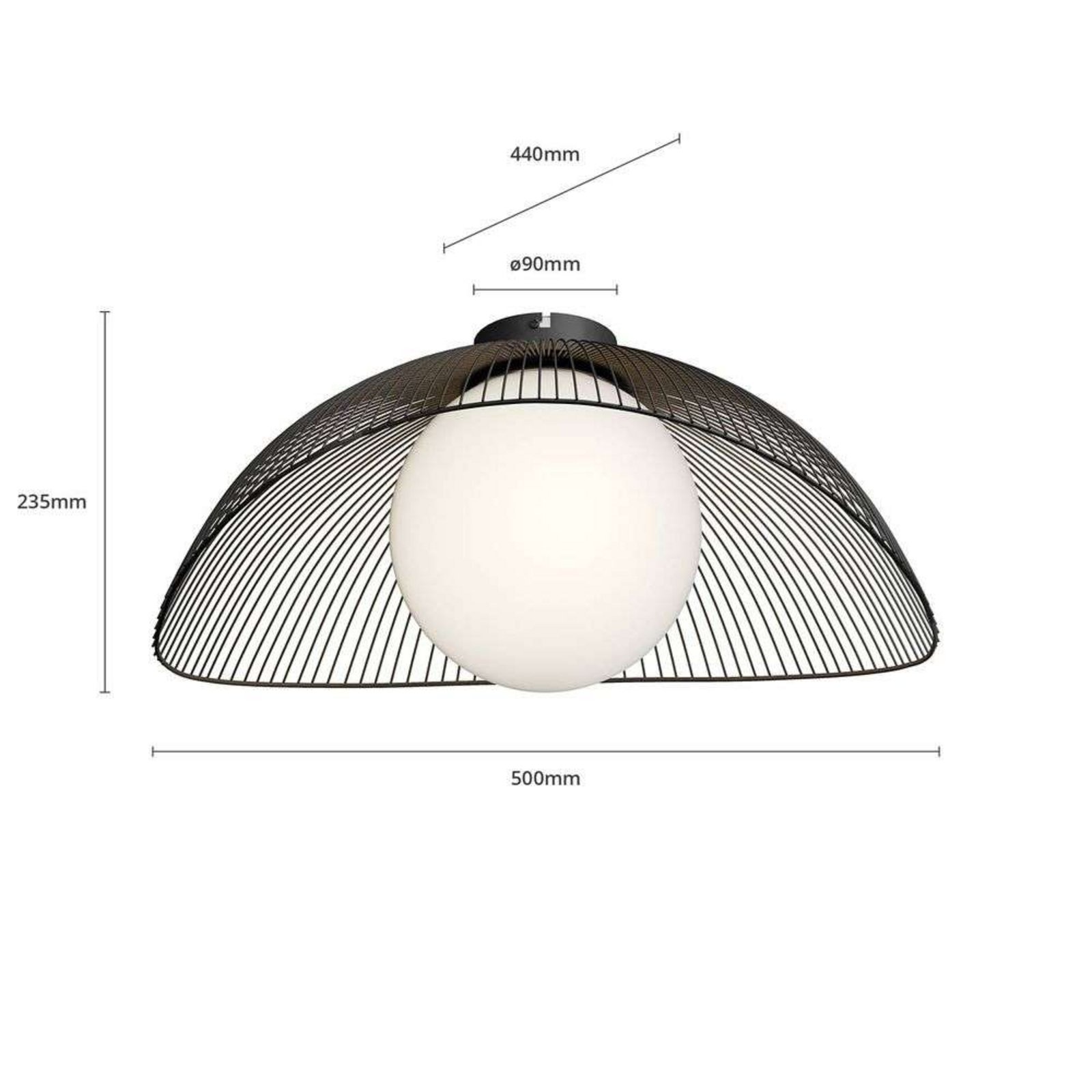 Fabronia Plafonieră Opal/Black - Lindby