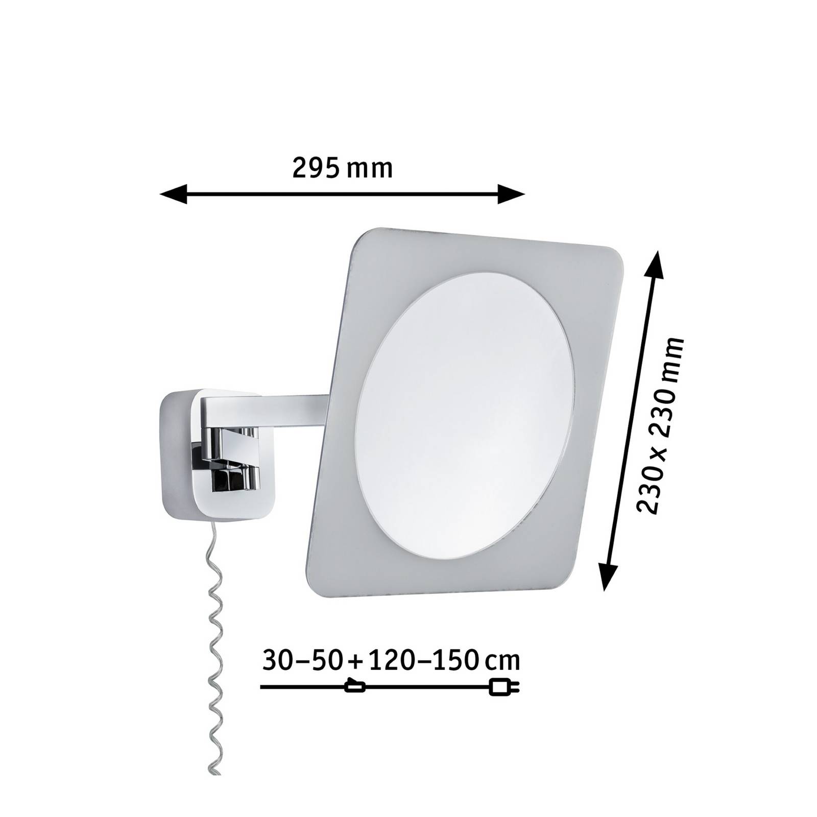 Paulmann LED-Wandspiegel Bela, chrom, IP44, Stecker günstig online kaufen