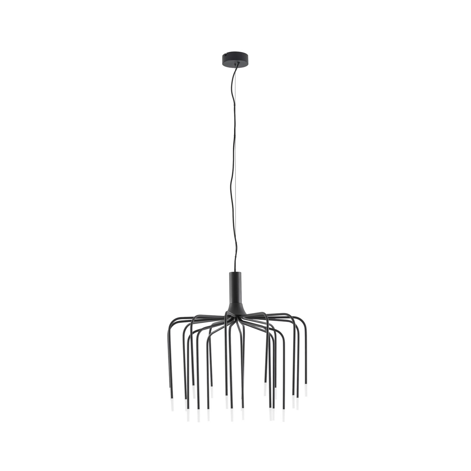 Φωτιστικό οροφής LED Lucande Ariadne, Ø57cm, μαύρο ματ, 20 λαμπτήρες
