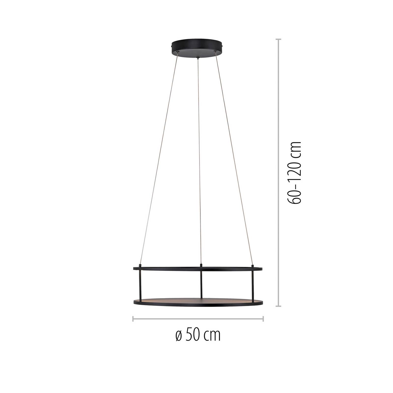 Paul Neuhaus lampa wisząca LED Contura, czarna, Ø 50 cm