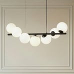 Lucande Hängeleuchte Isandro, schwarz / opal, 7-flammig